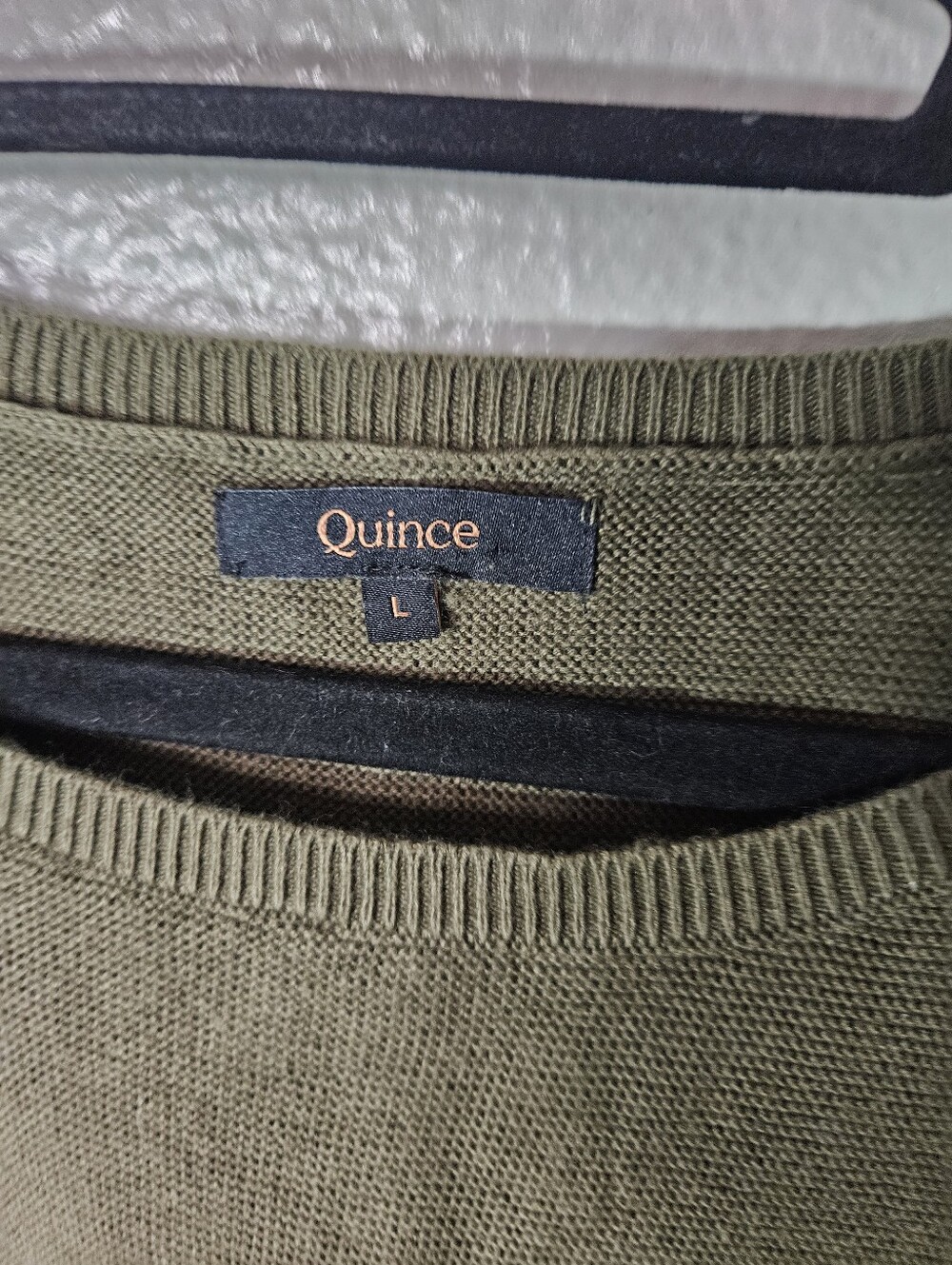 Quince Lightweight Cotton Cashmere Link-Stitch Dolman Sweater Size L - Picture 6 of 11